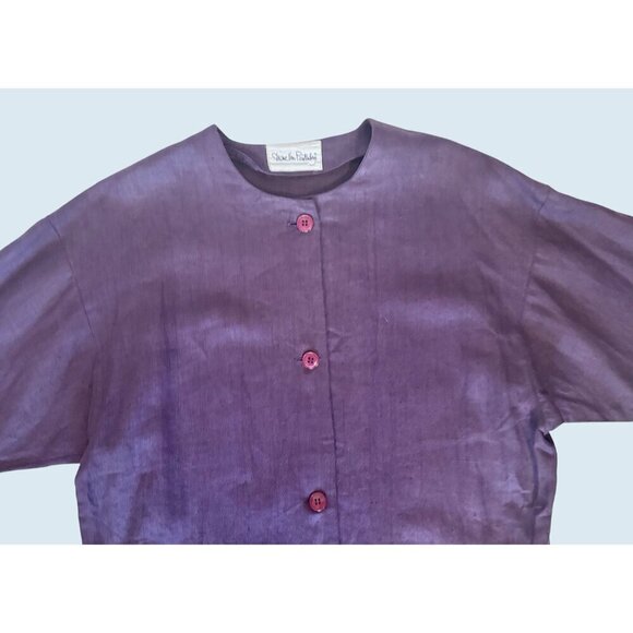 Vintage DIANE VON FURSTENBERG Purple Linen 1980s Jacket Blazer Sz S - Picture 4 of 7